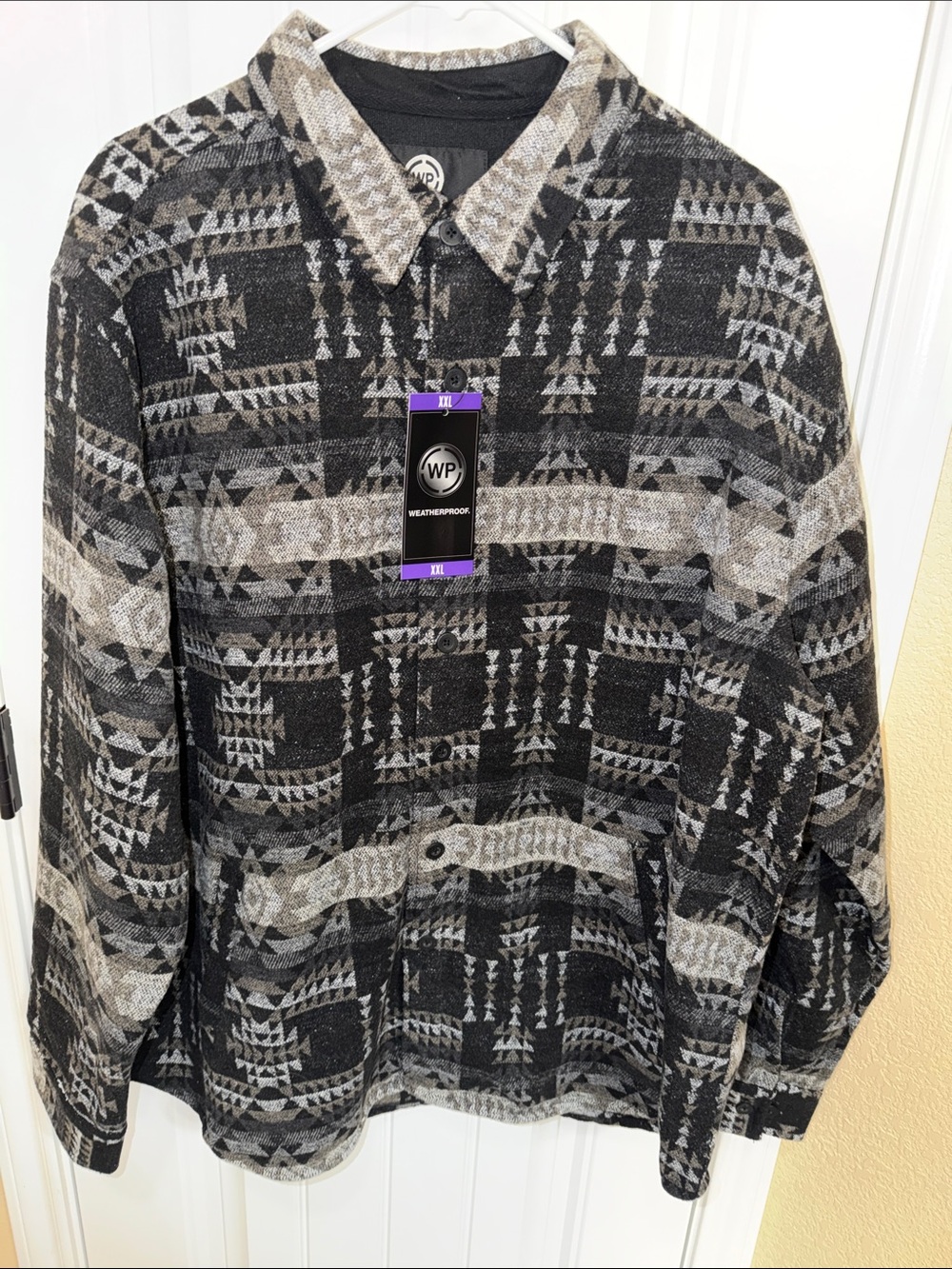 Mens Black and Gray Geometric Patter Jacket /shirt
